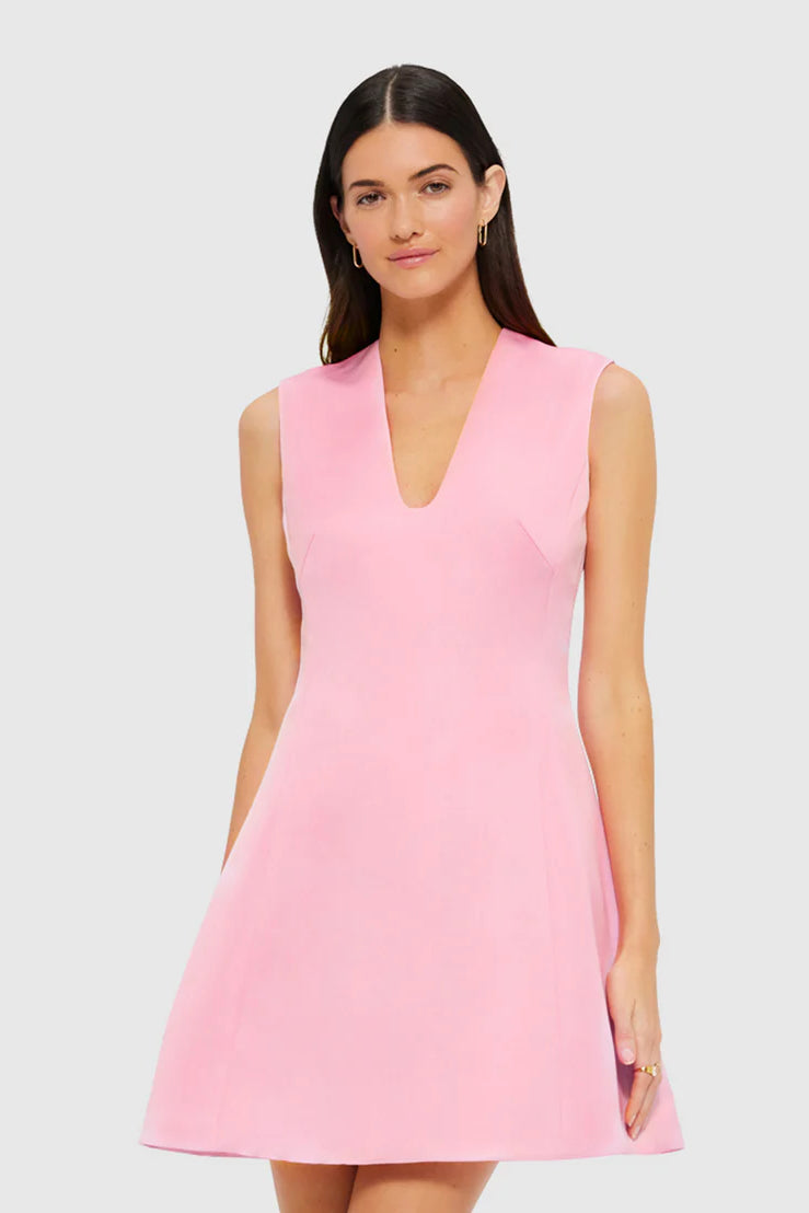 Leo Lin Briana V Neck Mini Dress - Flamingo