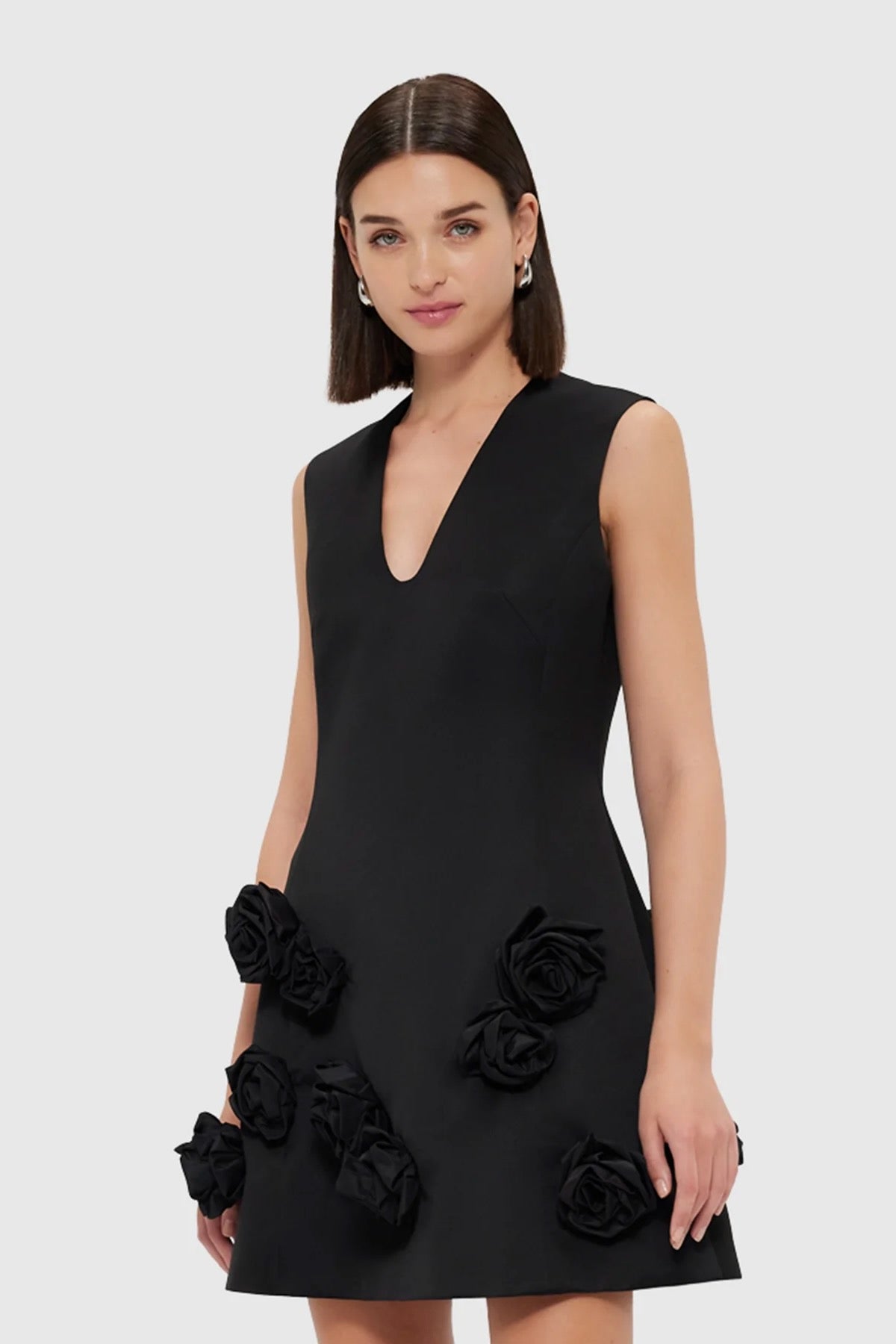 Leo Lin Briana V Neck Mini Dress - Ebony