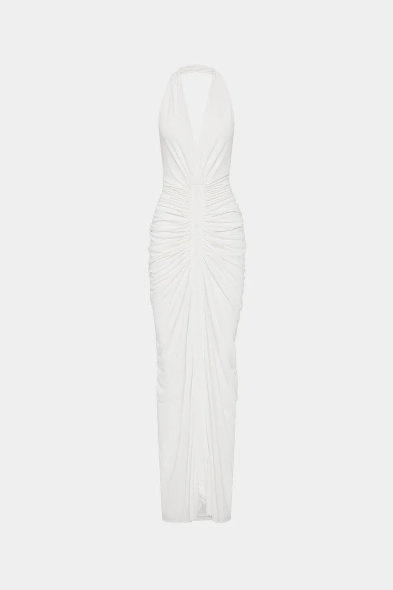 Misha Venus Gathered Cupro Dress - Ivory