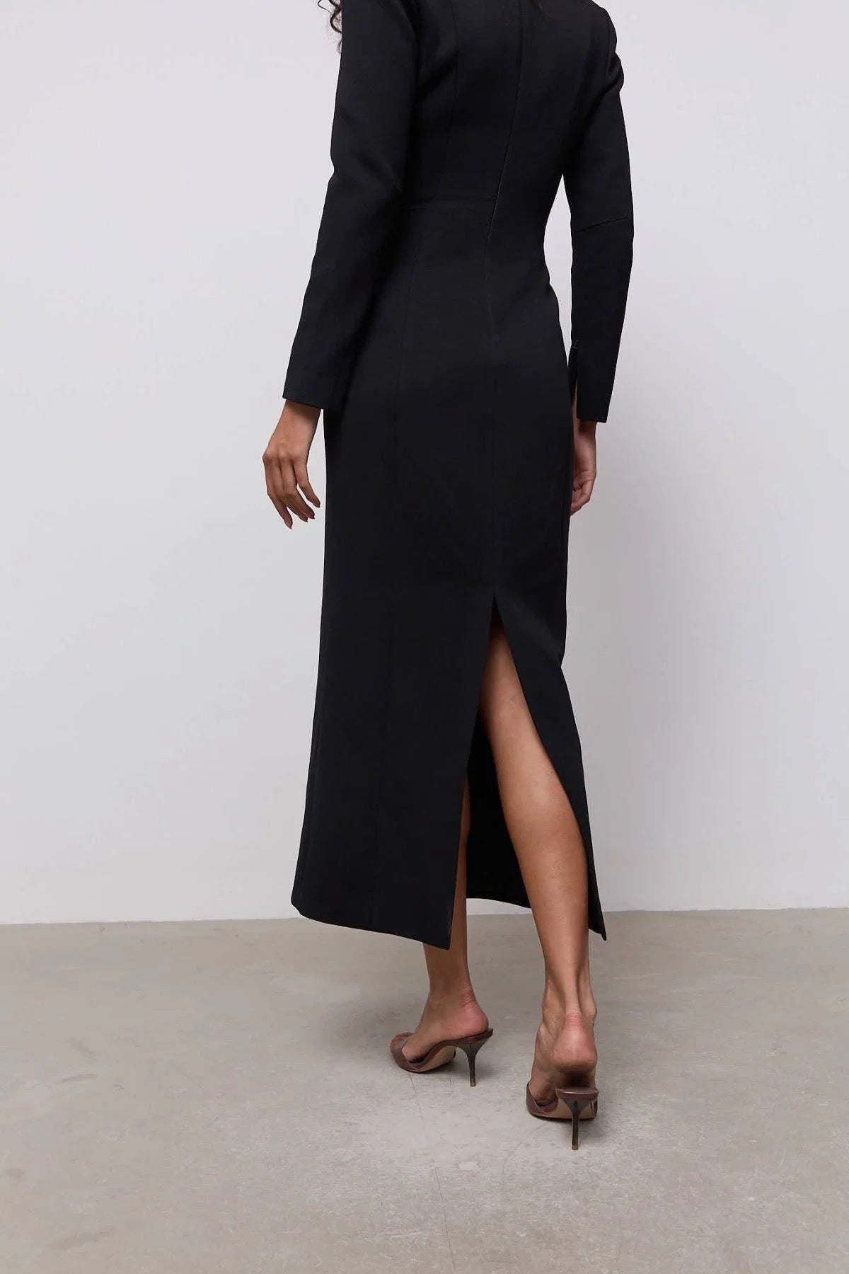 Odd Muse Zip Detial Midi Dress - Black