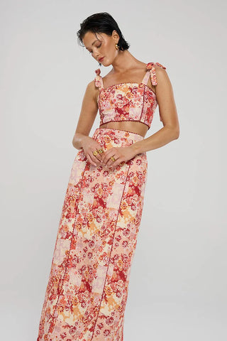 Winona Selca Midi Skirt - Red Print