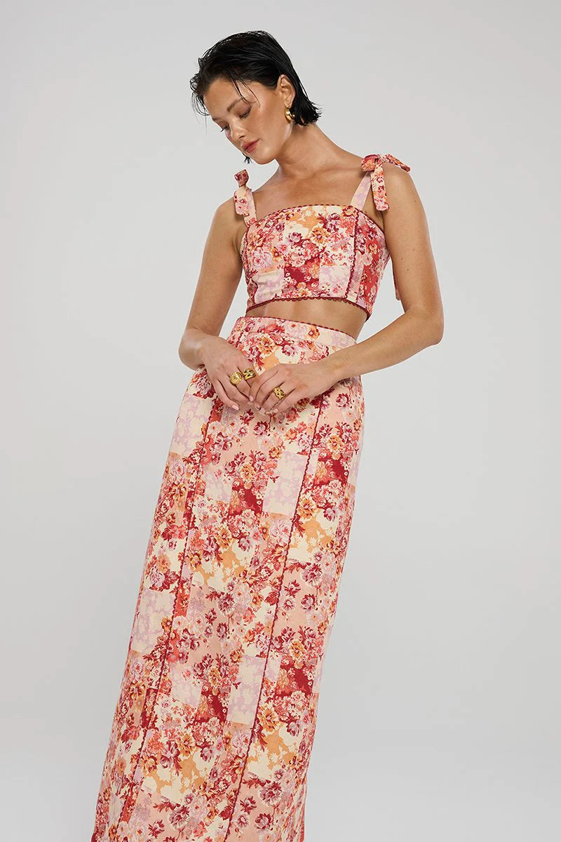 Winona Selca Midi Skirt - Red Print