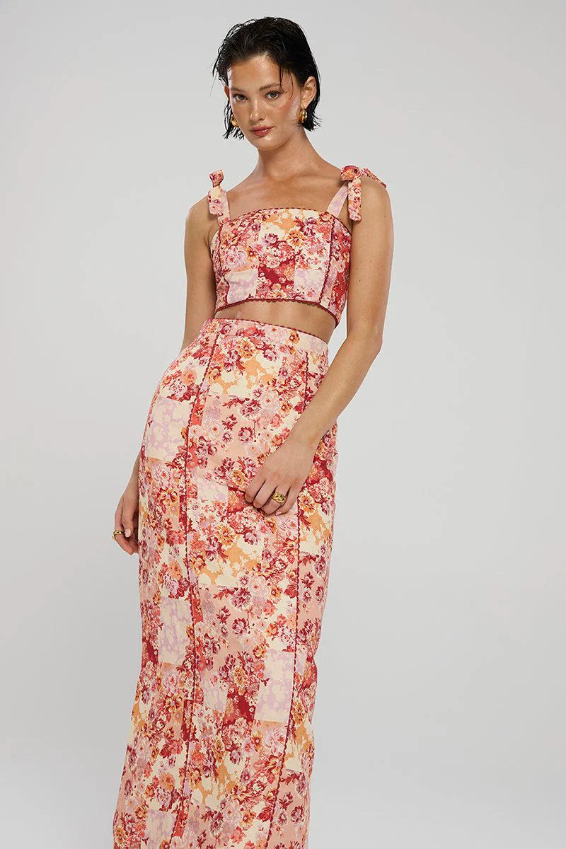 Winona Selca Bow Top - Red Print