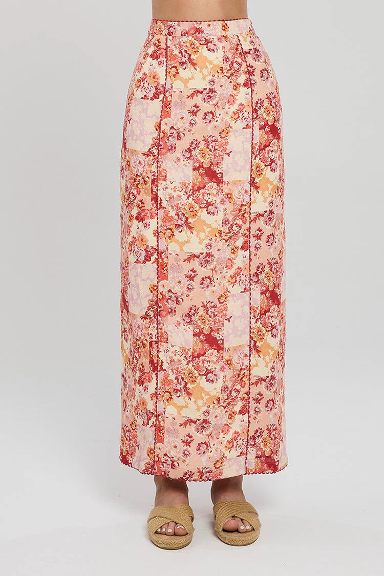 Winona Selca Midi Skirt - Red Print