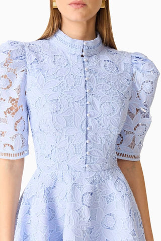 Elliatt Lacy Puff Sleeve Mini Dress - Powder Blue