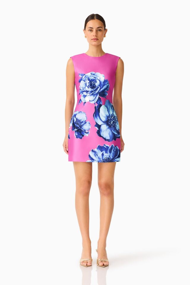 Elliatt Sybella Shift Mini Dress - Blue & Pink Floral