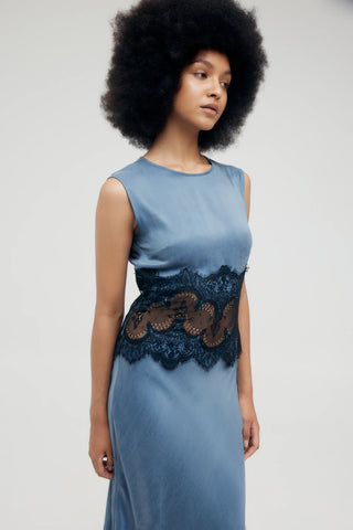 Third Form Visions Lace Trim Tank Dress - Sapphire