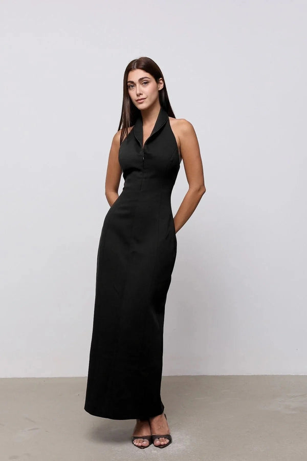 Odd Muse Cotton Mix Zip Collar Midi Dress - Black - Dress Hire AU Odd Muse Cotton Mix Zip Collar Midi Dress - Black - Dress Hire AU