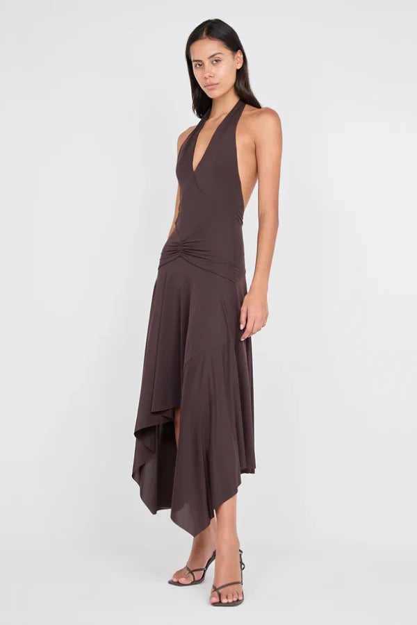 Bec & Bridge Nessie Halter Dress - Dark Chocolate