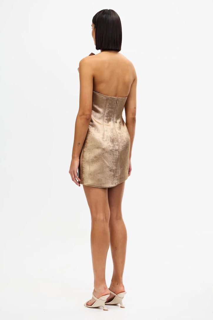 Acler Finwood Mini Dress - Gold - Dress Hire AU Acler Finwood Mini Dress - Gold - Dress Hire AU