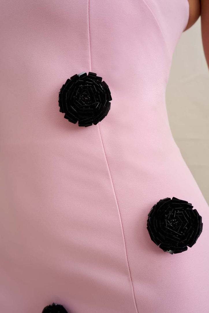 By Johnny Anita Spot Midi Dress - Pink Black