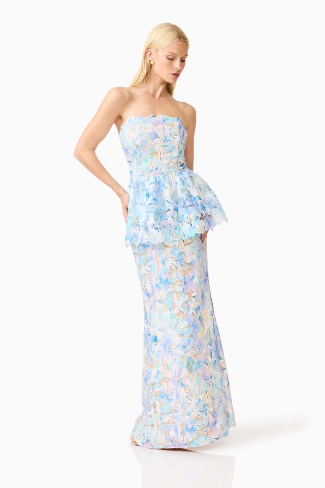 Elliatt Kalissa Peplum Gown - Blue Multi
