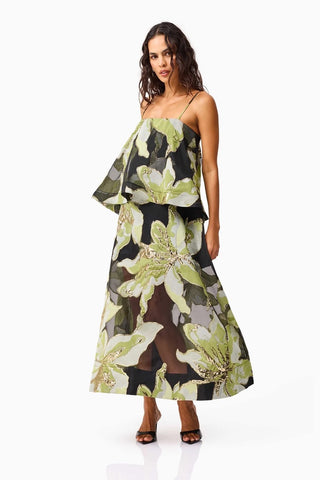 Elliatt Elysia Gown - Black & Green Floral