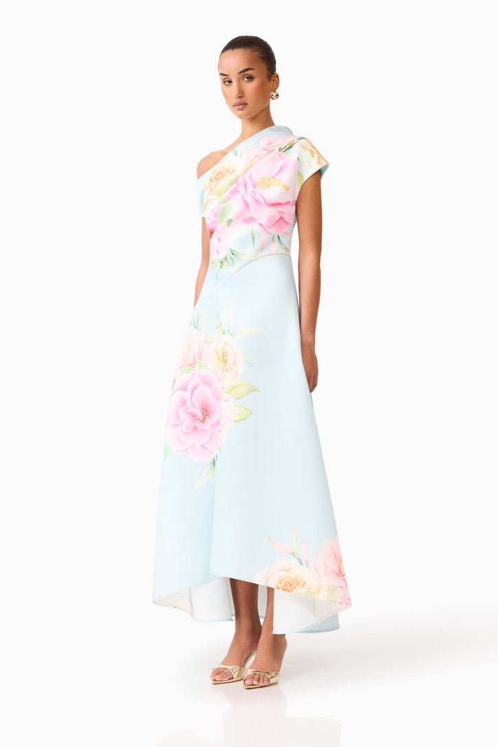 Elliatt Harper Asymmetrical Gown - Baby Blue Floral