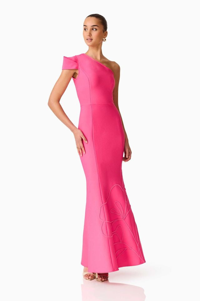 Elliatt Opline One shoulder Gown - Hot Pink