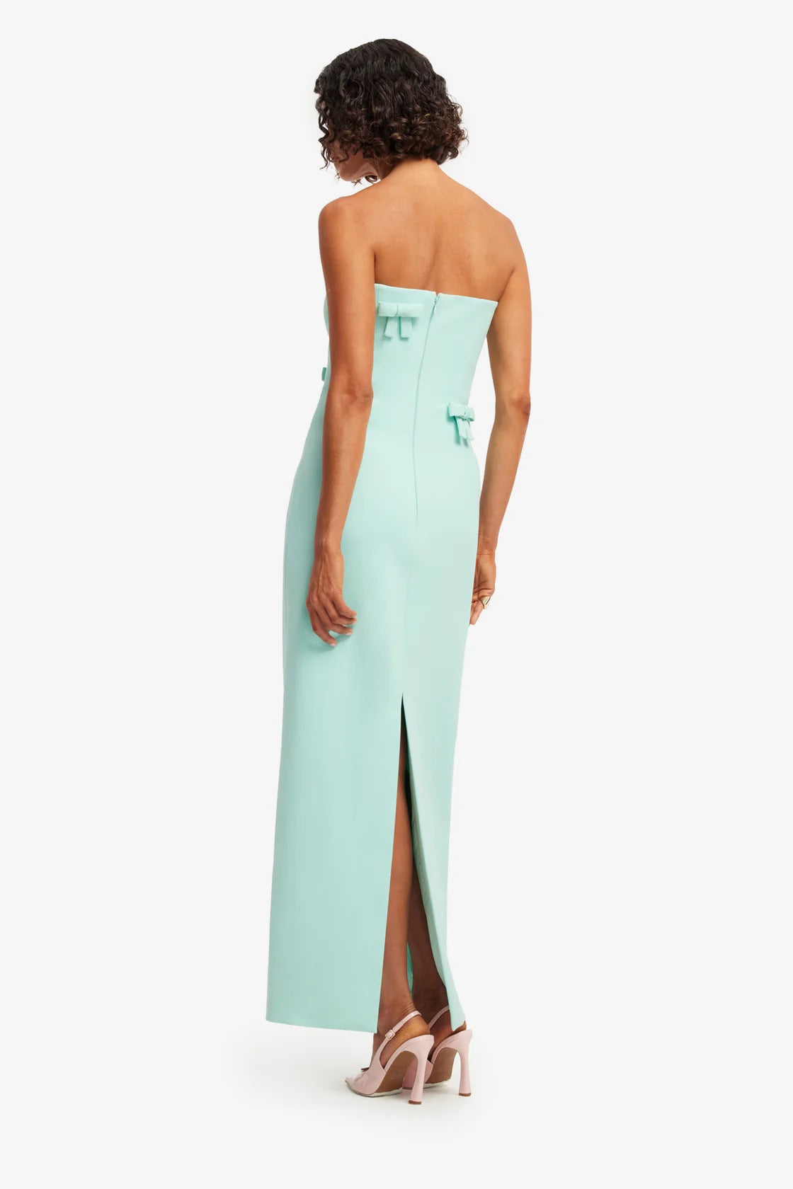 Leo Lin Rayna Bow Bustier Maxi Dress - Pale Turquoise