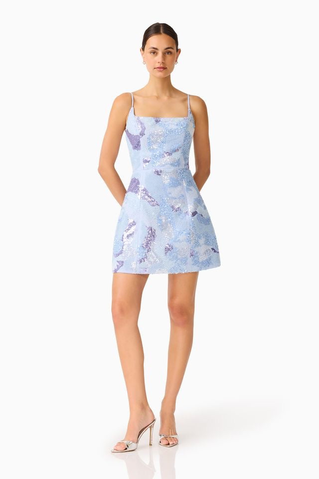 Elliatt Aurae Mini Tulip Dress - Sky Blue
