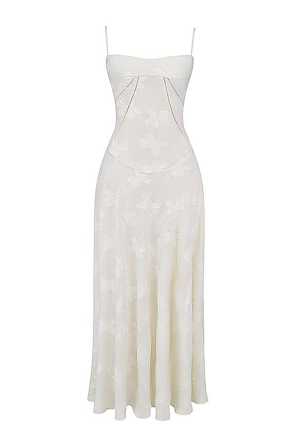 knee length dresses for ladies Clarisa Lace Midi Dress — Vintage Cream main image 1