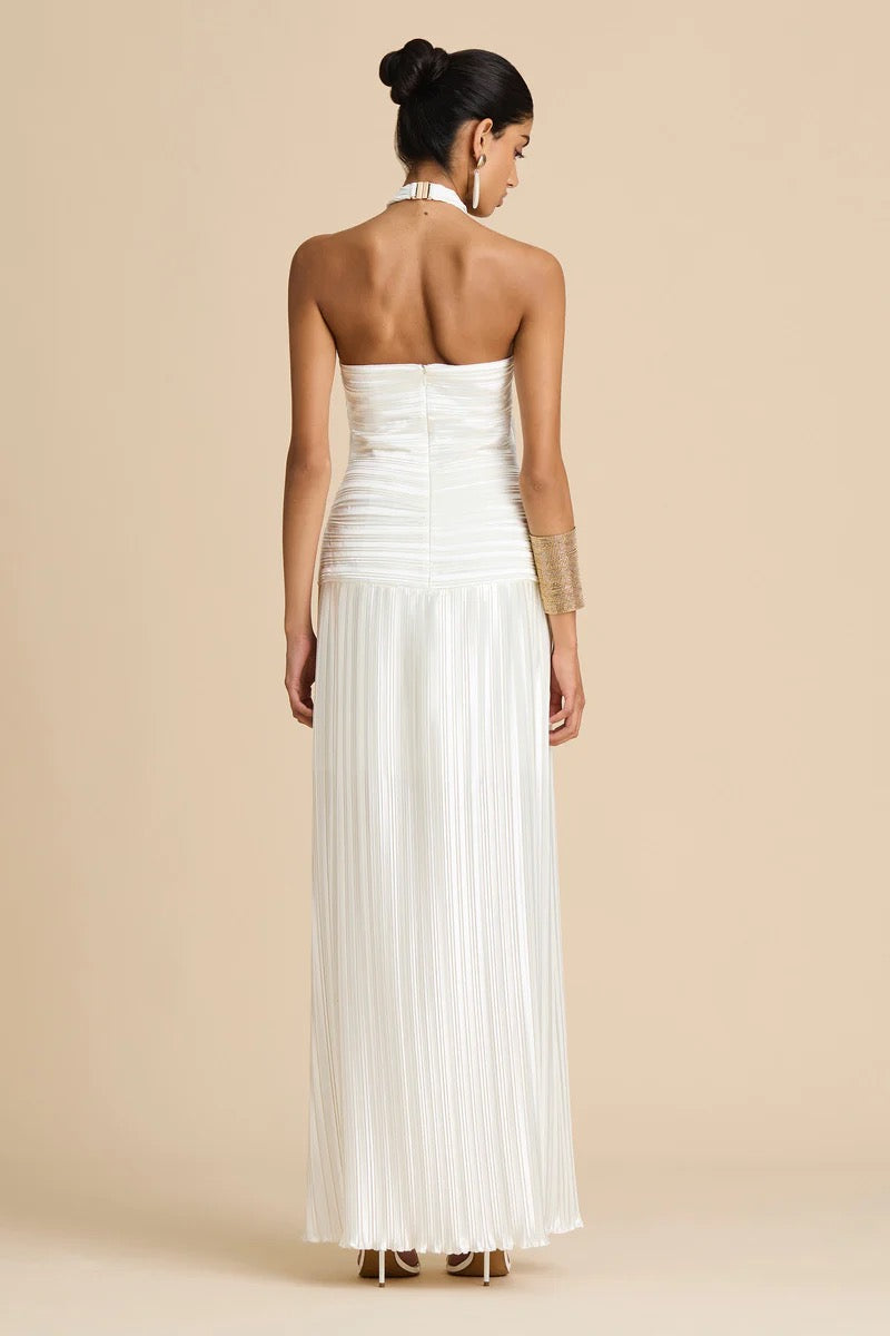 Sonya Ariana Plissé Dress - Off White