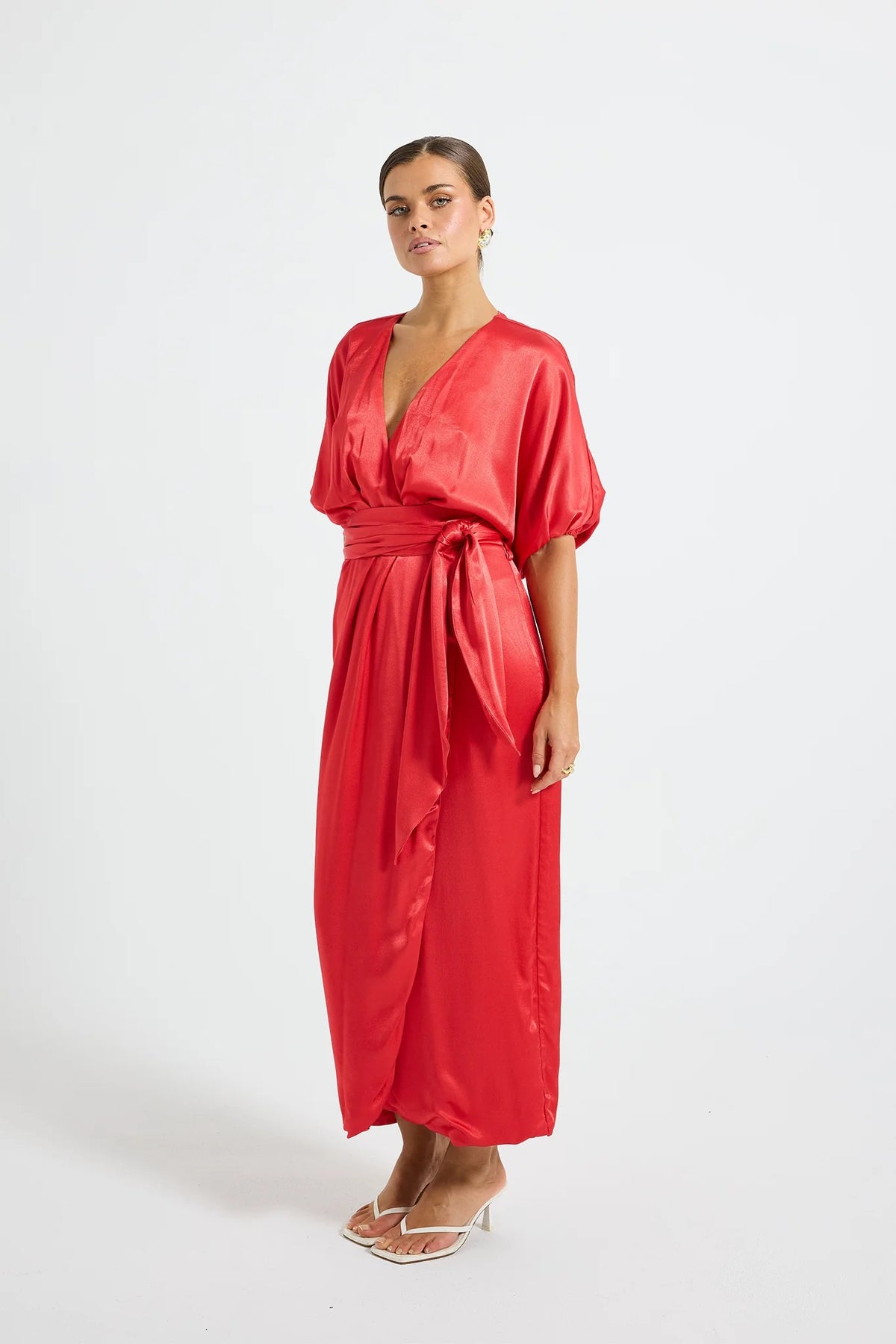 Pasduchas Quinn Wrap Midi Dress - Poppy