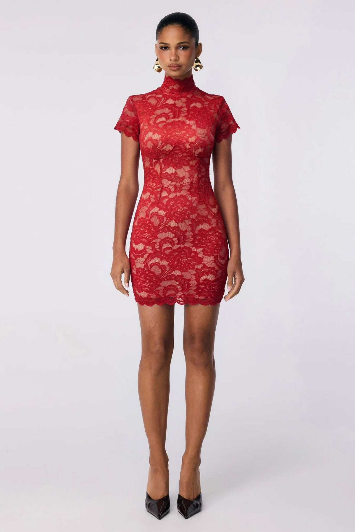 Nookie Alessia High Neck Mini Dress - Red