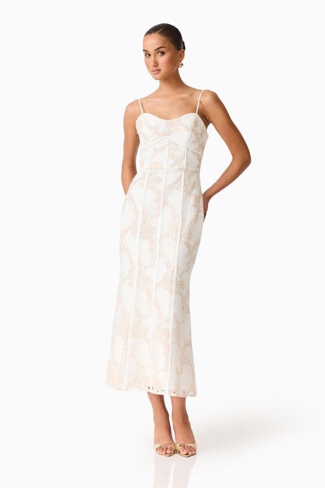 Elliatt Kira Midi Dress - Ivory Gold