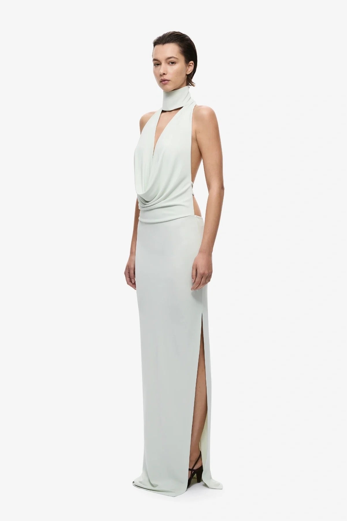 Misha The Cowl Neck Jersey Dress - Pistachio