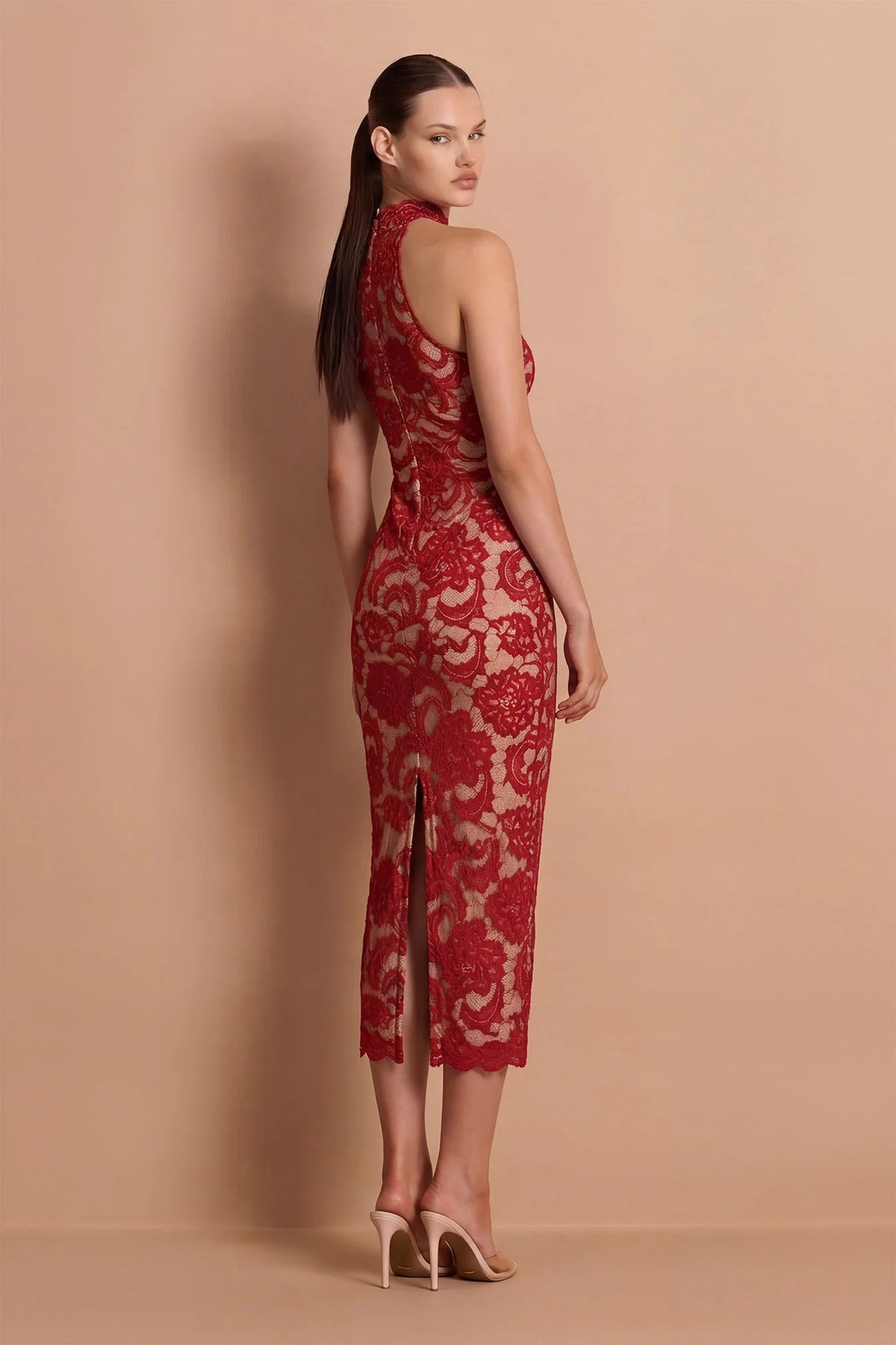 Nookie Alessia High Neck Midi Dress - Red