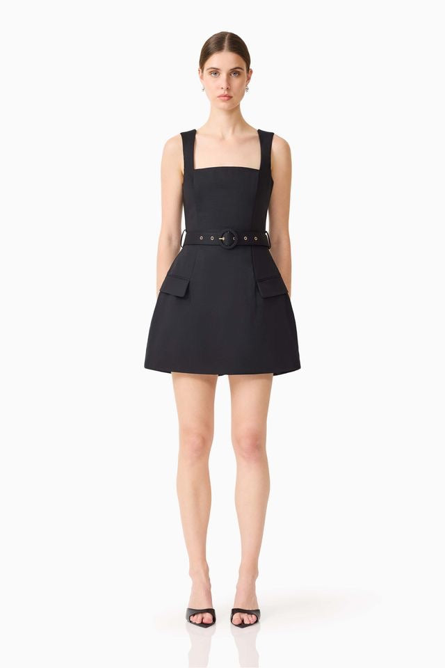 Elliatt Nydia Square Neck Mini Dress - Black