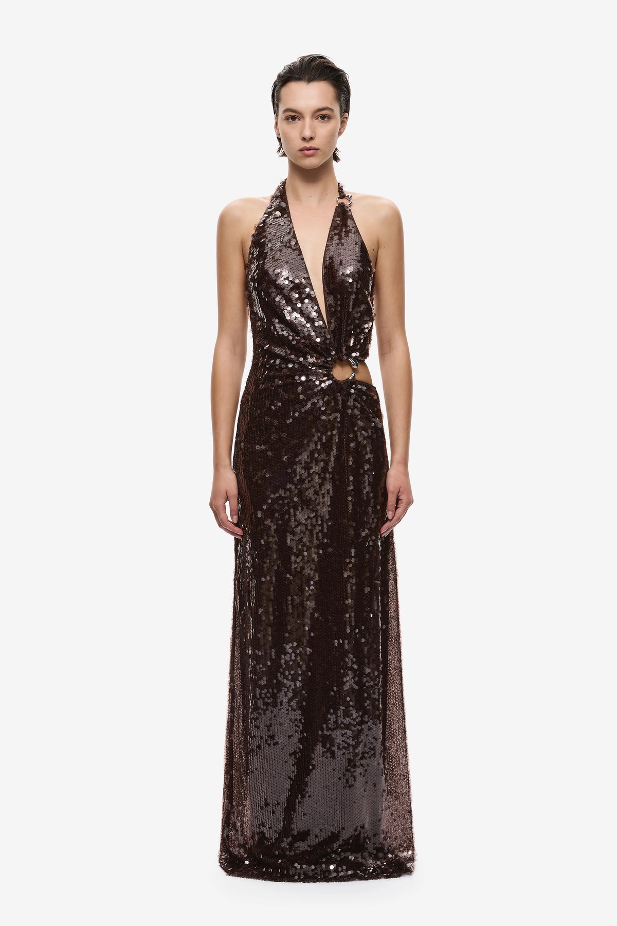 Misha The Devon Sequin Maxi Dress - Chocolate