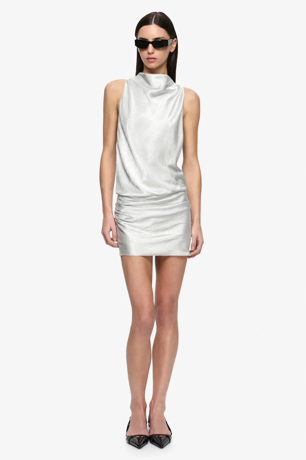 Bec & Bridge Juna High Neck Mini Dress - Silver