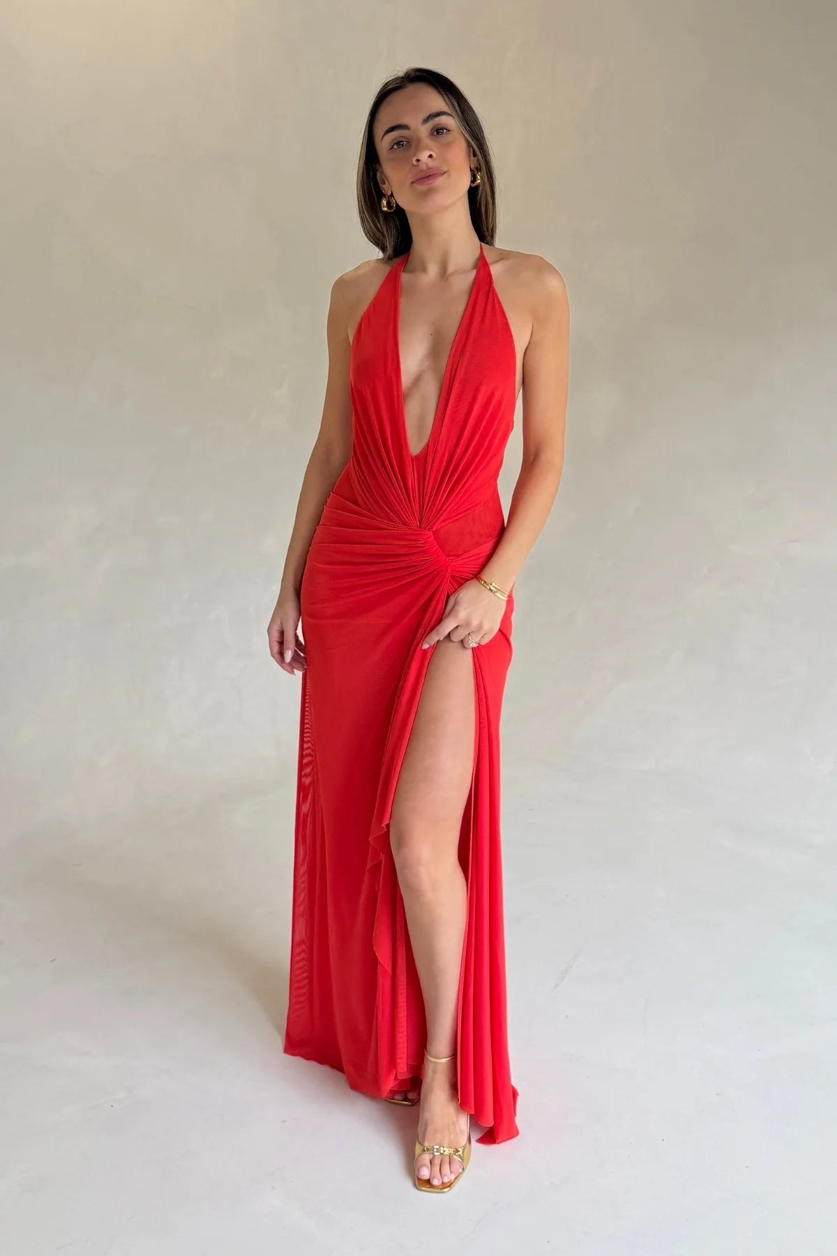 Bec & Bridge Xanthi V Neck Maxi Dress - Flame