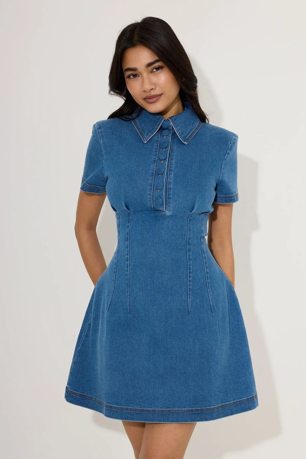 Odd Muse The Ultimate Muse Denim Collared Mini Dress - Light Blue