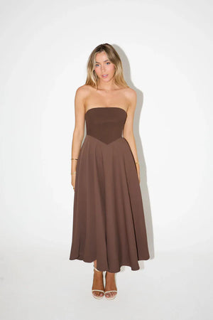 Odd Muse The Ultimate Muse Strapless Midi Dress - Brown