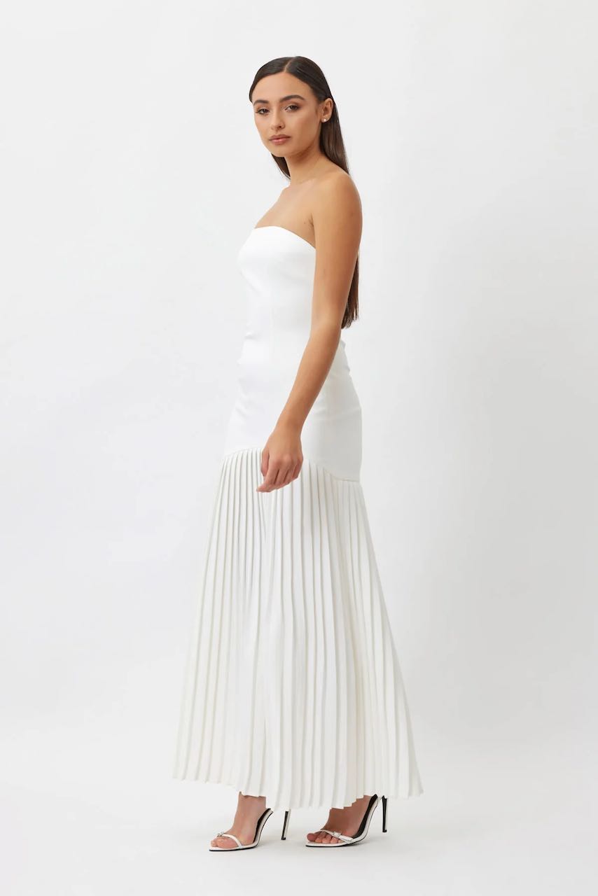 Bianca & Bridgett Mara Pleated Dress - White Bianca & Bridgett Mara Pleated Dress - White