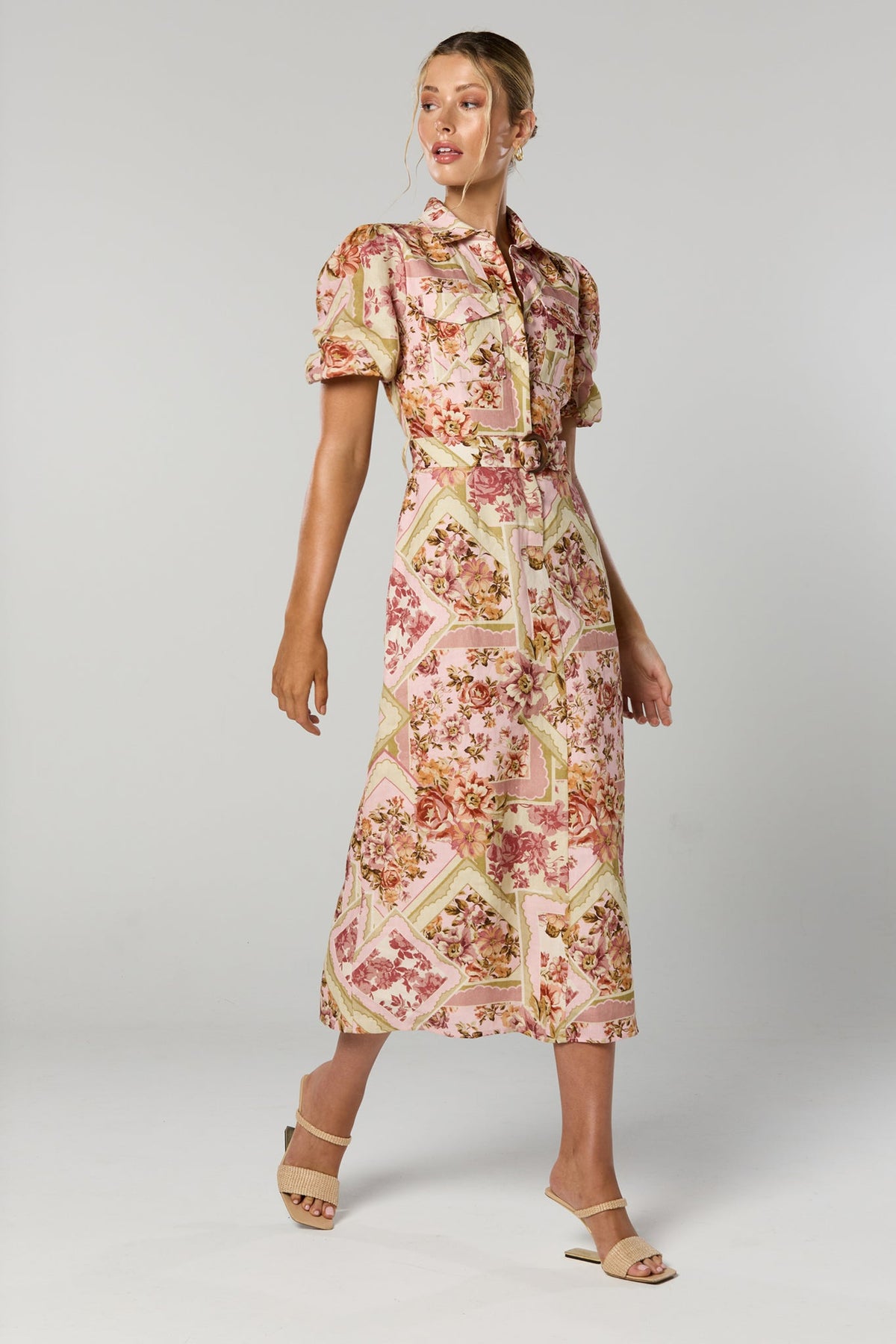Winona Vaughn Belted Midi Dress - Print