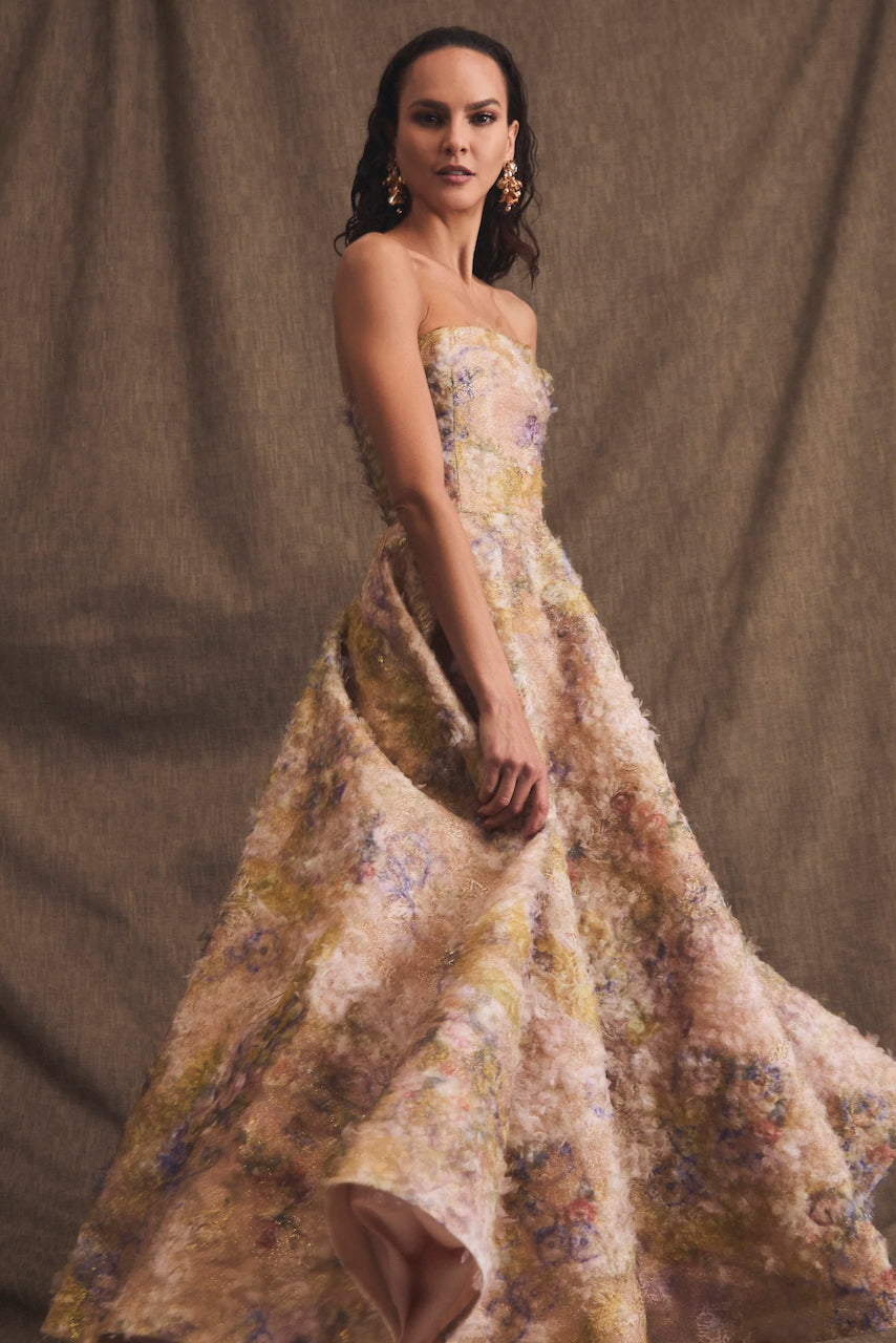 Helsi Celine Dress - Gold Watercolour