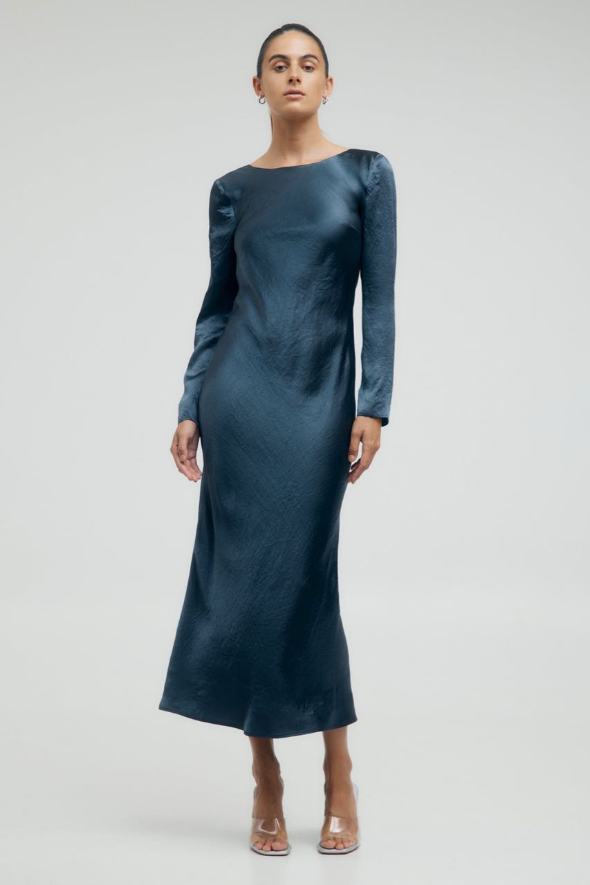 Third Form Crush Tie Back Maxi Dress - Gun Metal