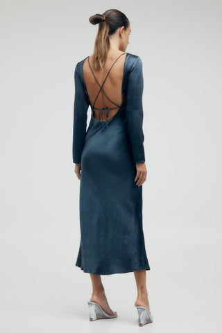 Third Form Crush Tie Back Maxi Dress - Gun Metal