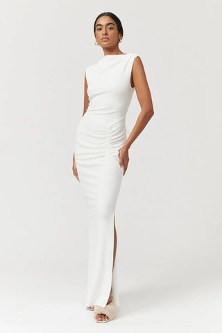 Suboo Jacqui Rouched Front Midi Dress - White
