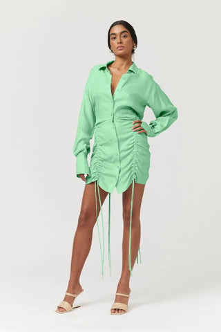 Suboo Halley Rushed Mini Shirt Dress - Apple Green