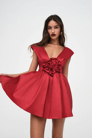 For Love & Lemons Rose Mini Dress - Red