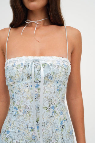 For Love & Lemons Claire Lace Mini Dress - Blue
