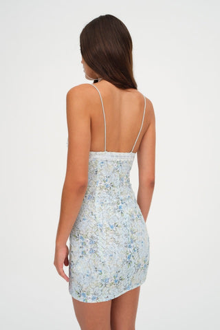 For Love & Lemons Claire Lace Mini Dress - Blue