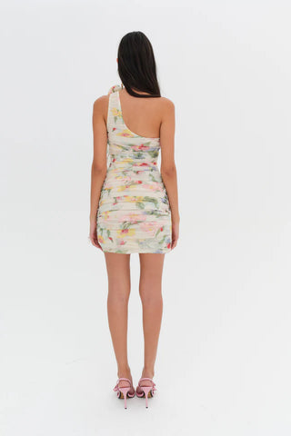 For Love & Lemons Abby One Shoulder Mini Dress - Multi