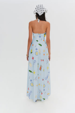 For Love & Lemons Carla Strapless Maxi Dress - Light Blue