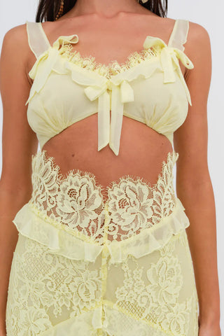For Love & Lemons Milena Lace Maxi Dress - Yellow