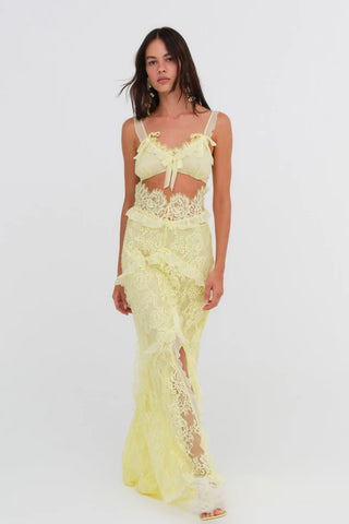 For Love & Lemons Milena Lace Maxi Dress - Yellow