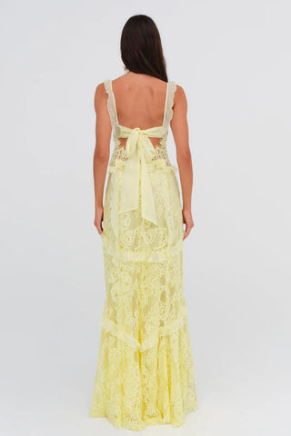 For Love & Lemons Milena Lace Maxi Dress - Yellow
