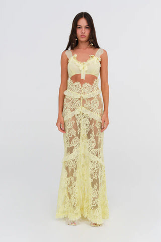 For Love & Lemons Milena Lace Maxi Dress - Yellow